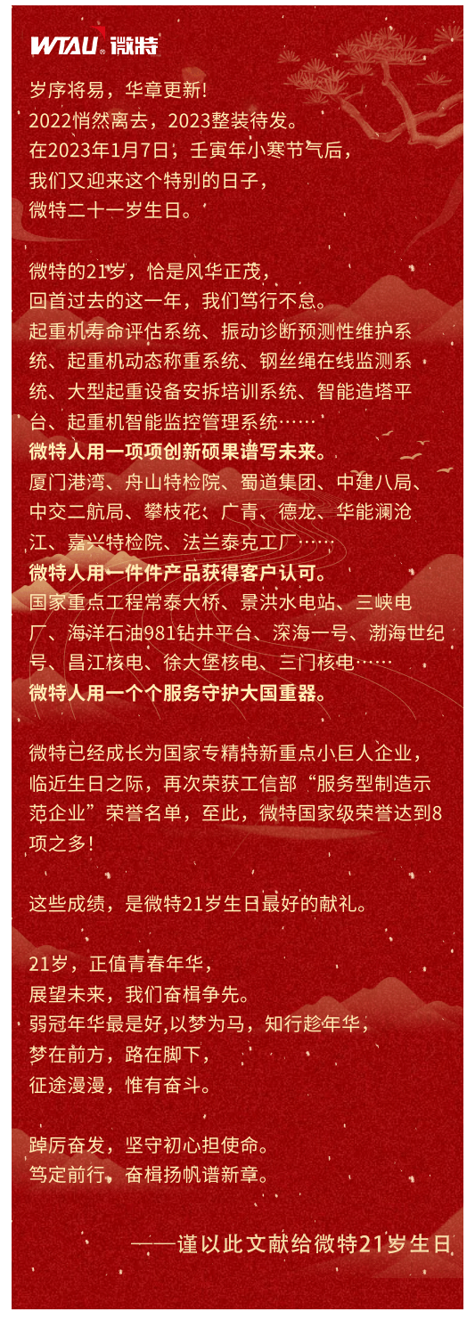 篤定前行 奮楫爭先！丨祝微特21歲生日快樂！